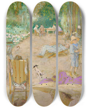 Triptych art skateboard deck of Douard Vuillard Aux Pavillons Cricqueboeuf Devant La Maison by douard Vuillard (1868-1940) Triptych art skateboard deck of Douard Vuillard Aux Pavillons Cricqueboeuf Devant La Maison by douard Vuillard (1868-1940)