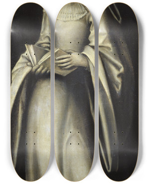 Triptych art skateboard deck of Lucas Cranach The Elder St Anne by Lucas Cranach The Elder (1472-1553)