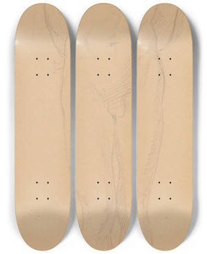 Triptych art skateboard deck of Eduard Von Steinle Nude_2 by Eduard Von Steinle (1810-1886)
