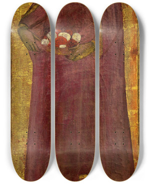 Triptych art skateboard deck of Andrea Di Giusto Saint Elizabeth Of Hungary by Andrea di Giusto