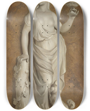 Triptych art skateboard deck of Jurriaan Andriessen Behangselschildering Met Bacchante by Jurriaan Andriessen (1742-1819)