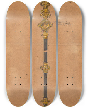 Triptych art skateboard deck of George Edmund Street Design Executed For Jones And Willis Metal And Woodworkers And Church Furniture Manufacturers Of Birmingham And London_19 by George Edmund Street (1824-1881)