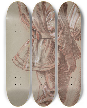 Triptych art skateboard deck of Charles West Cope Study Of A Boy by Charles West Cope (1811-1890)