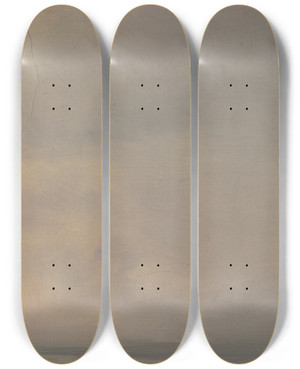 Triptych art skateboard deck of Jakob Becker Dawn On The Fields by Jakob Becker (1810-1872)