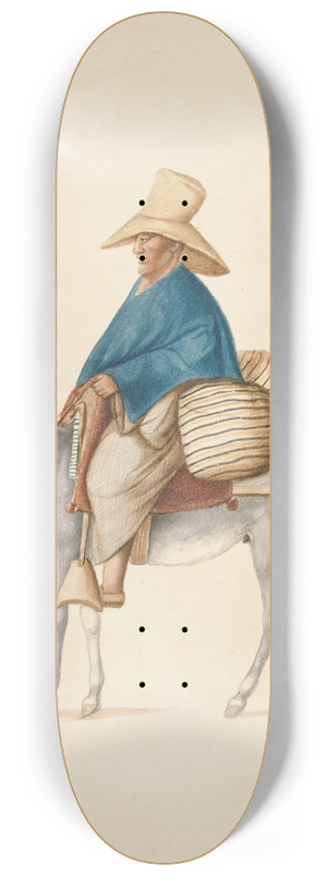 Francisco Fierro - Man on Mule with Loaded Saddlebacks 8.25 inch art skate deck