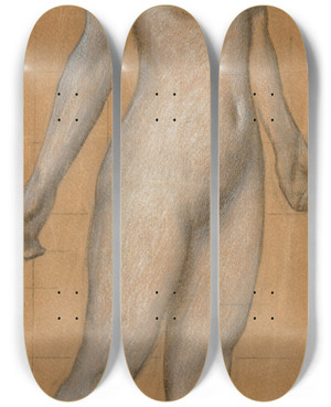 Triptych art skateboard deck of Herbert James Draper Fulllength Nude Study Of Mary Best For Tristram And Yseult by Herbert James Draper (1864-1920)