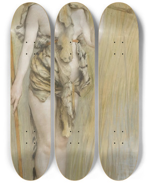 Triptych art skateboard deck of James Tissot La Femme Prhistorique by James Tissot (1836-1902)