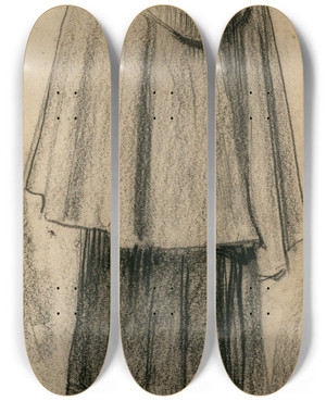 Triptych art skateboard deck of Nicolaas Van Der Waay Vrouw In Wandelkleding Op De Rug Gezien by Nicolaas van der Waay (1855-1936)