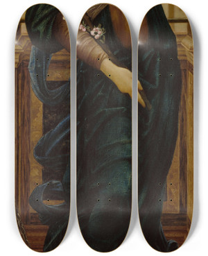 Triptych art skateboard deck of Sir Edward Coley Burnejones Hope by Sir Edward Coley Burne-Jones (1833-1898)