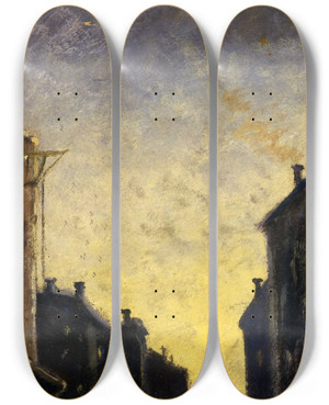 Triptych art skateboard deck of Louis Michel Eilshemius Fiftyseventh Street by Louis Michel Eilshemius (1864-1941) Triptych art skateboard deck of Louis Michel Eilshemius Fiftyseventh Street by Louis Michel Eilshemius (1864-1941)