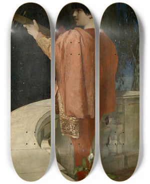 Triptych art skateboard deck of Franz Von Stuck Canzonetta Damore by Franz Von Stuck (1863-1928)