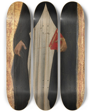 Triptych art skateboard deck of Giovanni Di Paolo The Blessed Ambrogio Sansedoni 12201286 by Giovanni Paolo Spadino (1403-1482)
