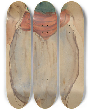 Triptych art skateboard deck of Eugne Delacroix Young Moroccan Standing by Eugene Delacroix (1798-1863)