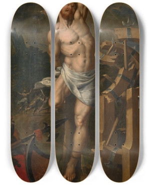 Triptych art skateboard deck of Ambrosius Francken I Saint George Tortured by Ambrosius Francken I (1544-1618)