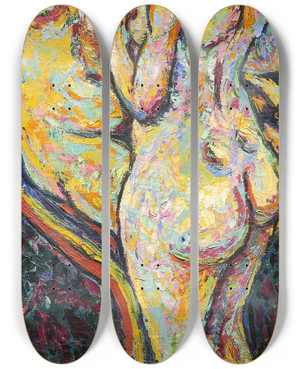 Triptych art skateboard deck of Ernst Ludwig Kirchner Two Nudes Obverse by Ernst Ludwig Kirchner (1880-1938)