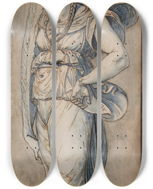 Triptych art skateboard deck of Giuseppe Cades Winged Victory by Giuseppe Cades (1750-1799)