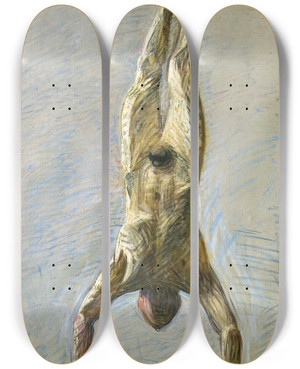 Triptych art skateboard deck of Eugne Jansson Acrobats by Eugene Jansson (1862-1915)
