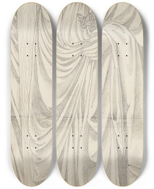 Triptych art skateboard deck of Sir Edward Coley Burnejones St Helena by Sir Edward Coley Burne-Jones (1833-1898)