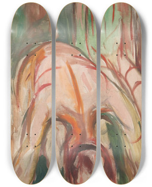 Triptych art skateboard deck of Edvard Munch The Storm Right Middle Part by Edvard Munch (1863-1944)