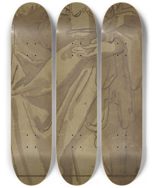 Triptych art skateboard deck of Maerten De Vos Die Heilige Maria Magdalena Mit Dem Salbgef by Maerten De Vos (1532-1603)