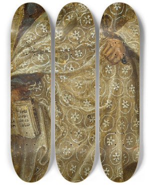 Triptych art skateboard deck of Gentile Da Fabriano Saint Bartholomew by Gentile da Fabriano (1370-1427)