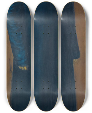 Triptych art skateboard deck of Alexandre Jacovleff Portrait Of A Chinese Monk by Alexandre Jacovleff (1887-1938)