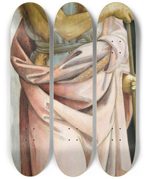 Triptych art skateboard deck of Bartolomeo Di Giovanni Saint John The Baptist by Bartolomeo Di Giovanni (1458-1501)
