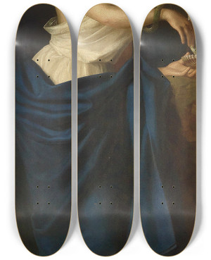 Triptych art skateboard deck of Ferdinand Georg Waldmller Apothekenladenschilder 1 by Ferdinand Georg Waldmuller (1793-1865)