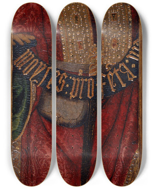 Triptych art skateboard deck of Joan Gasc Moses by Joan Gasco (1480-1529)