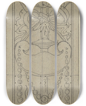 Triptych art skateboard deck of Lambert Van Noort Sibyl With Chalice by Lambert Van Noort (1520-1570)