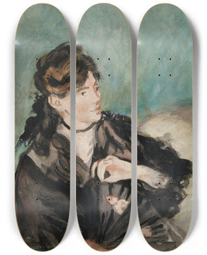 Triptych art skateboard deck of Douard Manet Portrait Of Berthe Morisot With A Fan by douard Manet (1832-1883)