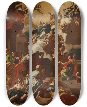 Triptych art skateboard deck of Circle Of Francesco Solimena The Assumption Of The Virgin by Circle Of Francesco Solimena (1657-1747) Triptych art skateboard deck of Circle Of Francesco Solimena The Assumption Of The Virgin by Circle Of Francesco Solimena (1657-1747)