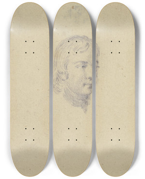 Triptych art skateboard deck of Daniel Nikolaus Chodowiecki Kopf Eines Jungen Mannes Mit Langem Haar Halb Nach Rechts Gewandt by Daniel Nikolaus Chodowiecki (1726-1801)