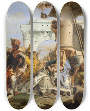 Triptych art skateboard deck of Giovanni Battista Tiepolo The Adoration Of The Magi_2 by Giovanni Battista Tiepolo (1696-1770)
