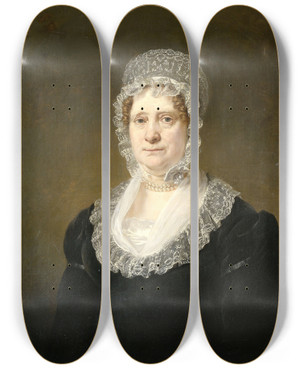 Triptych art skateboard deck of Jan Willem Pieneman Portrait Of Sara De Haan Widow Of The Amsterdam Underwriter Cornelis Hartsen by Jan Willem Pieneman (1779-1853)