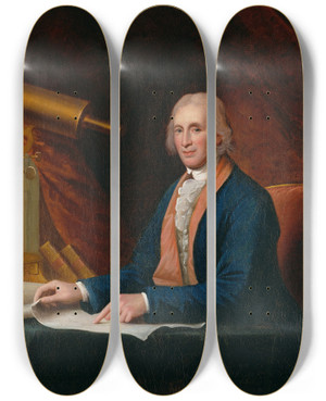 Triptych art skateboard deck of Charles Willson Peale David Rittenhouse by Charles Willson Peale (1741-1827)