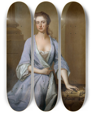 Triptych art skateboard deck of Michael Dahl Portrait Of A Lady_2 by Michael Dahl (1659-1743)