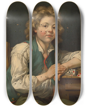 Triptych art skateboard deck of Jeanbaptiste Charpentier A Boy Seated Beside Atable With Cards by Jean-Baptiste Charpentier (1728-1806) Triptych art skateboard deck of Jeanbaptiste Charpentier A Boy Seated Beside Atable With Cards by Jean-Baptiste Charpentier (1728-1806)