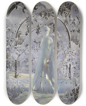 Triptych art skateboard deck of Leon Kamirkaufmann Allegory Of Winter by Leon Kamir Kaufmann (1872-1933)