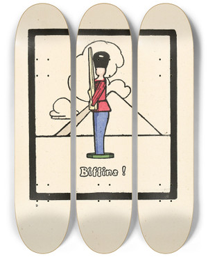 Triptych art skateboard deck of Edward Gordon Craig Biffins by Edward Gordon Craig (1872-1966)