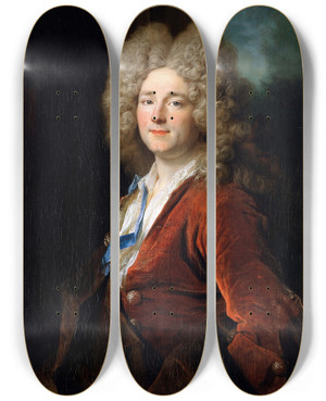 Triptych art skateboard deck of Nicolas De Largillire Portrait Of A Man_1 by Nicolas de Largillire (1656-1746)