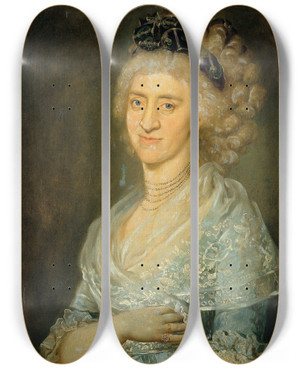 Triptych art skateboard deck of Barbara Krafft Damenbildnis by Barbara Krafft (1764-1825)