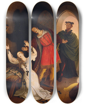 Triptych art skateboard deck of Ludwig Ferdinand Schnorr Von Carolsfeld Faust Und Gretchen Im Kerker by Ludwig Ferdinand Schnorr Von Carolsfeld (1788-1853)