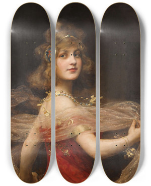 Triptych art skateboard deck of Paul De La Boulaye Salome by Paul De La Boulaye (1849-1926)