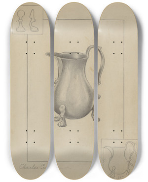 Triptych art skateboard deck of Charles Cullen Pewter Pitcher_1 by Charles Cullen (20-)