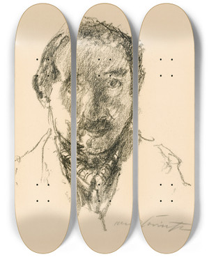 Triptych art skateboard deck of Lovis Corinth Selfportrait_2 by Lovis Corinth (1858-1925)