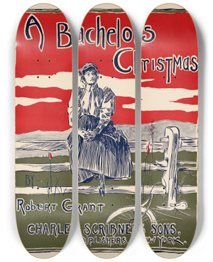 Triptych art skateboard deck of Remington W Lane A Bachelors Christmas By Robert Grant by Remington W Lane (19-)