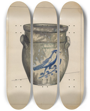 Triptych art skateboard deck of Jules Lefevere Jar by Jules Lefevere