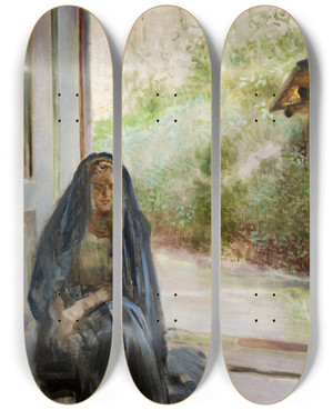 Triptych art skateboard deck of Jacek Malczewski My Models Triptych Right Part by Jacek Malczewski (1854-1929)