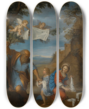 Triptych art skateboard deck of Francesco Albani The Holy Family In A Landscape by Francesco Albani (1578-1660)
